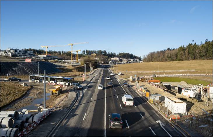 Début des grands travaux  sur la route de Berne 