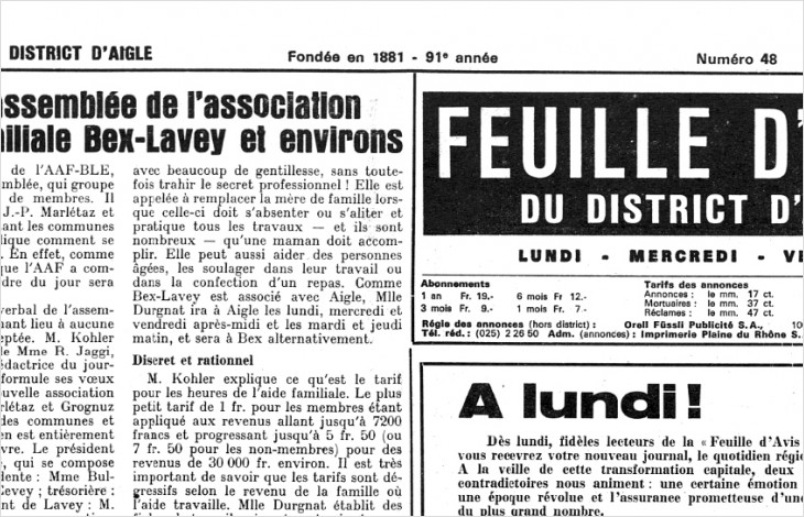 Numérisation d’archives de la presse vaudoise